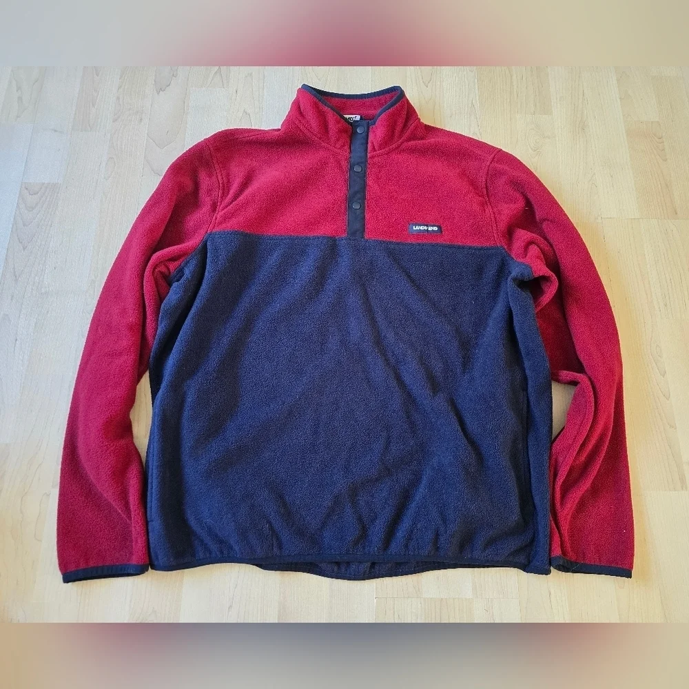 Lands End Quarter Button Fleece Size XL